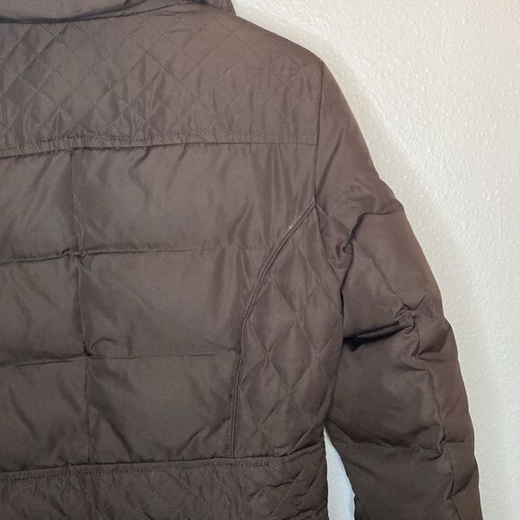 Kenneth Cole Reaction Brown Quilted Down Filled Jacket Parka Coat Size Small - Picture 10 of 13